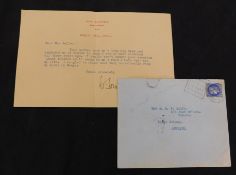 WILLIAM SOMERSET MAUGHAM (1874-1955), typed letter signed, dated August 6th 1939, to Mrs A E F