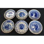 SET OF SIX WEDGWOOD BLUE AND WHITE DAILY MAIL ROYAL COMMEMORATIVE PLATES, 2002 Golden Jubilee of Her