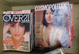 Three boxes: assorted copies Petticoat/Trend, Cosmopolitan, Over21, Honey, etc, mainly 1970s