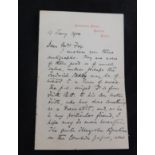 SIR WALTER BESANT (1836-1901) autograph letter signed to Walter Raymond (1852-1931) dated Nov 6th