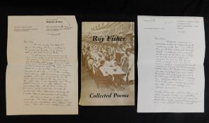 ROY FISHER: COLLECTED POEMS, London, Fulcrum Press, 1969, 1st edition, signed and inscribed,