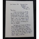 ALAN SILLITOE (1928-2010) autograph letter signed dated 24 X 77 + STAN BARSTOW (1928-2011),