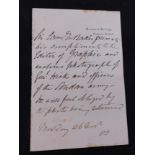 SIR SAMUEL WHITE BAKER (1821-1893) autograph letter signed circa 1883, Sandford Orleigh Newton Abbot