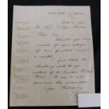 CHARLES BURGESS FRY (1872-1956) autograph letter signed dated Oct 18 1909 to the Rev Gore Brown, 1