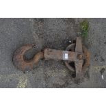 LARGE VINTAGE LIFTING HOOK WITH PULLEY