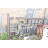 DECORATIVE TIMBER AND IRON GATE, WIDTH APPROX 245CM, HEIGHT 126CM