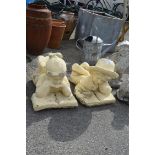 TWO COMPOSITE GARDEN STATUES, HEIGHT APPROX 40CM