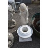 SMALL MARBLE GARDEN URN WITH ONE OTHER STATUE, HEIGHT 50CM