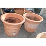 PAIR OF DECORATIVE TERRACOTTA PLANTERS, HEIGHT 32CM