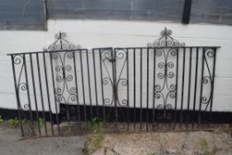 PAIR OF DECORATIVE CAST IRON GATES, WIDTH 125CM X 130CM