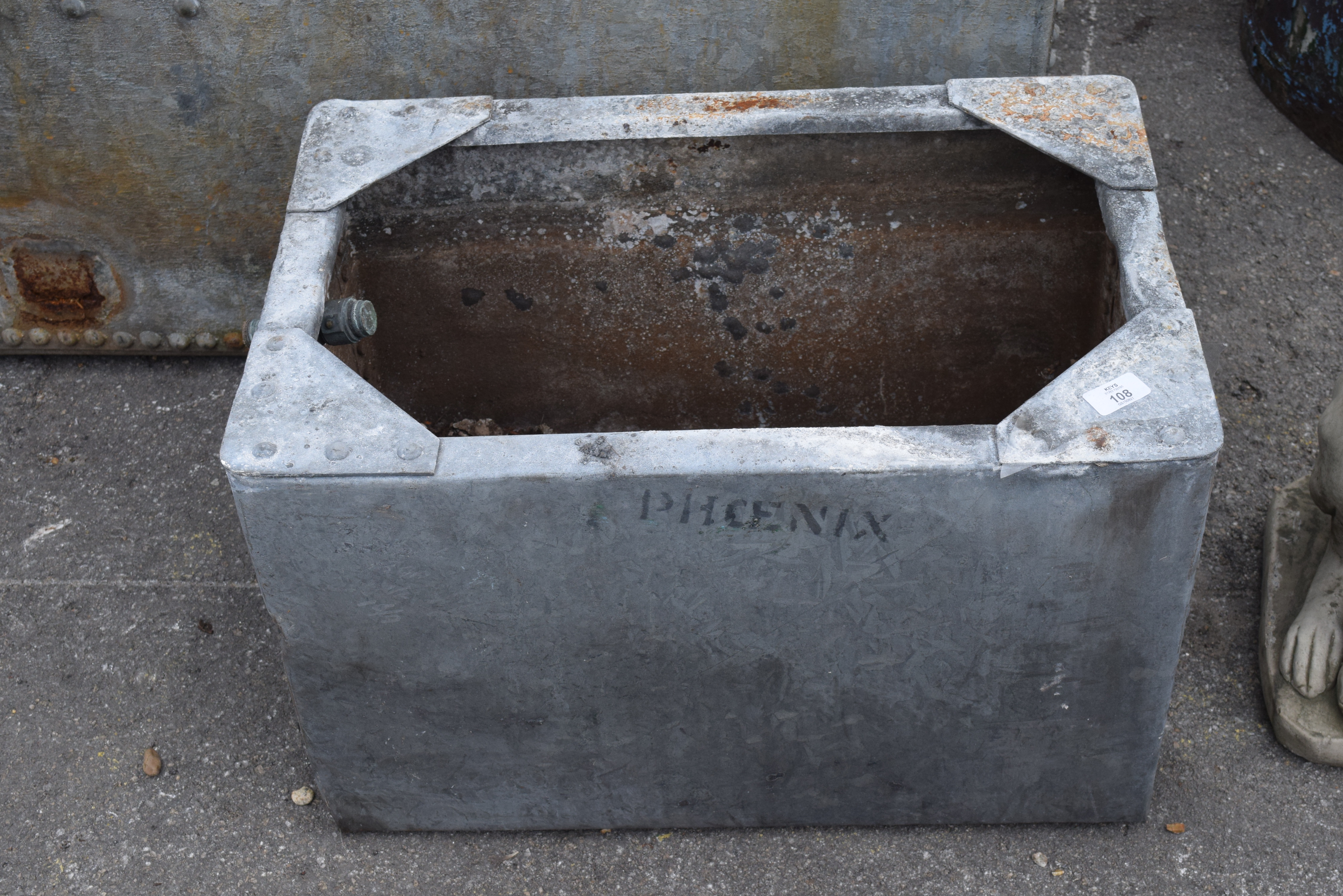 SMALL GALVANISED WATER TANK, 60 X 40CM X 38CM