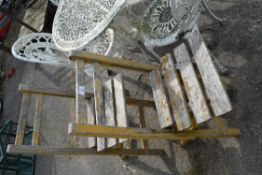 PAIR OF WOODEN GARDEN CHAIRS