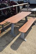 Industrial standard pub table and 2 benches with galvanised legs and rot proof tops