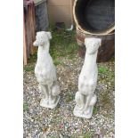 PAIR OF SEATED WHIPPETS, HEIGHT 75CM