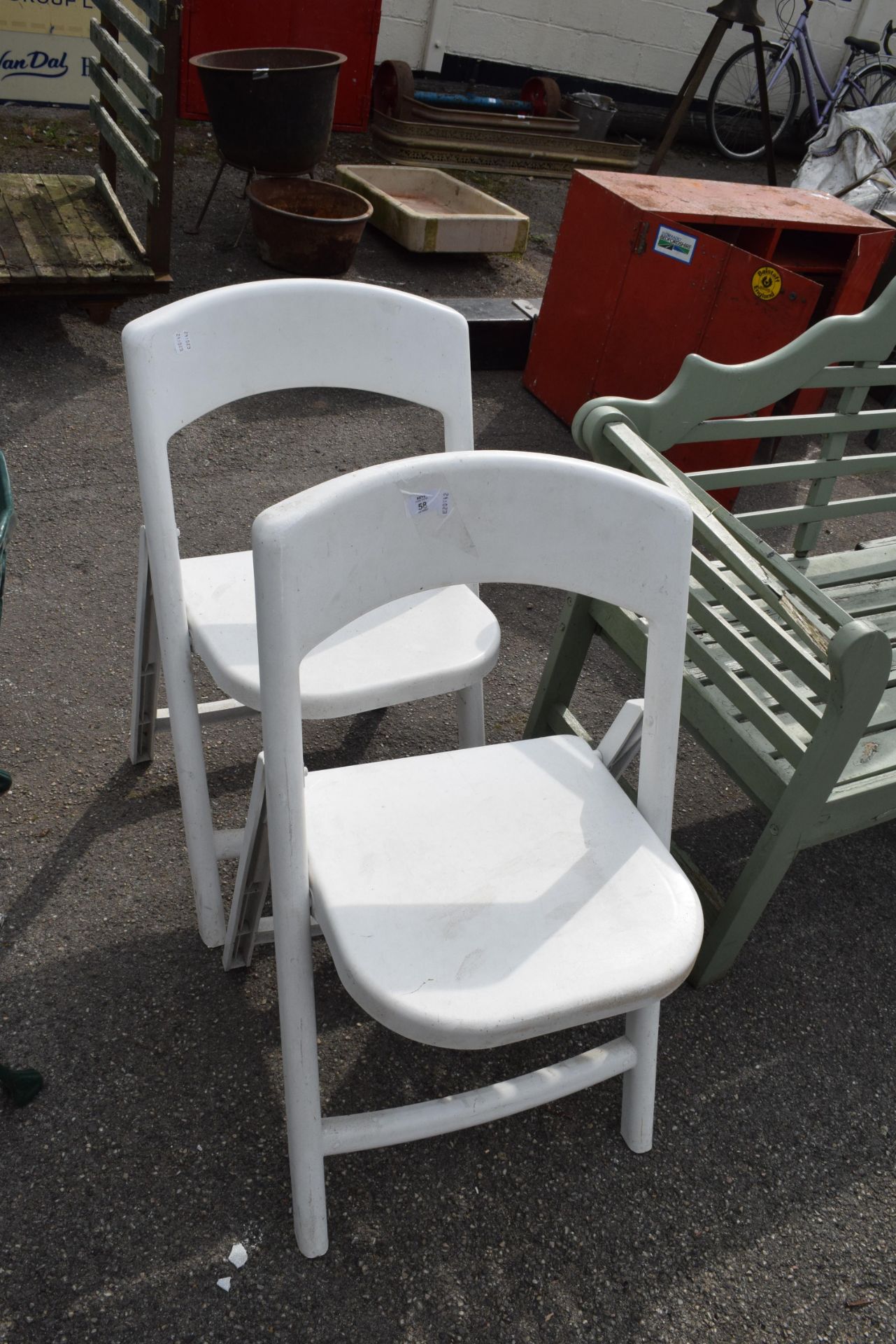 PAIR OF WHITE UPVC GARDEN CHAIRS