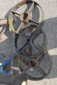 3 cast iron wheels