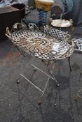 DECORATIVE CONSERVATORY METAL SIDE TABLE, HEIGHT APPROX 63CM