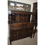 20TH CENTURY OAK COURT CUPBOARD WITH CARVED DETAIL, 123CM WIDE