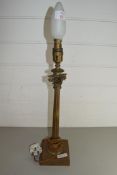 20TH CENTURY BRASS CORINTHIAN COLUMN FORMED TABLE LAMP