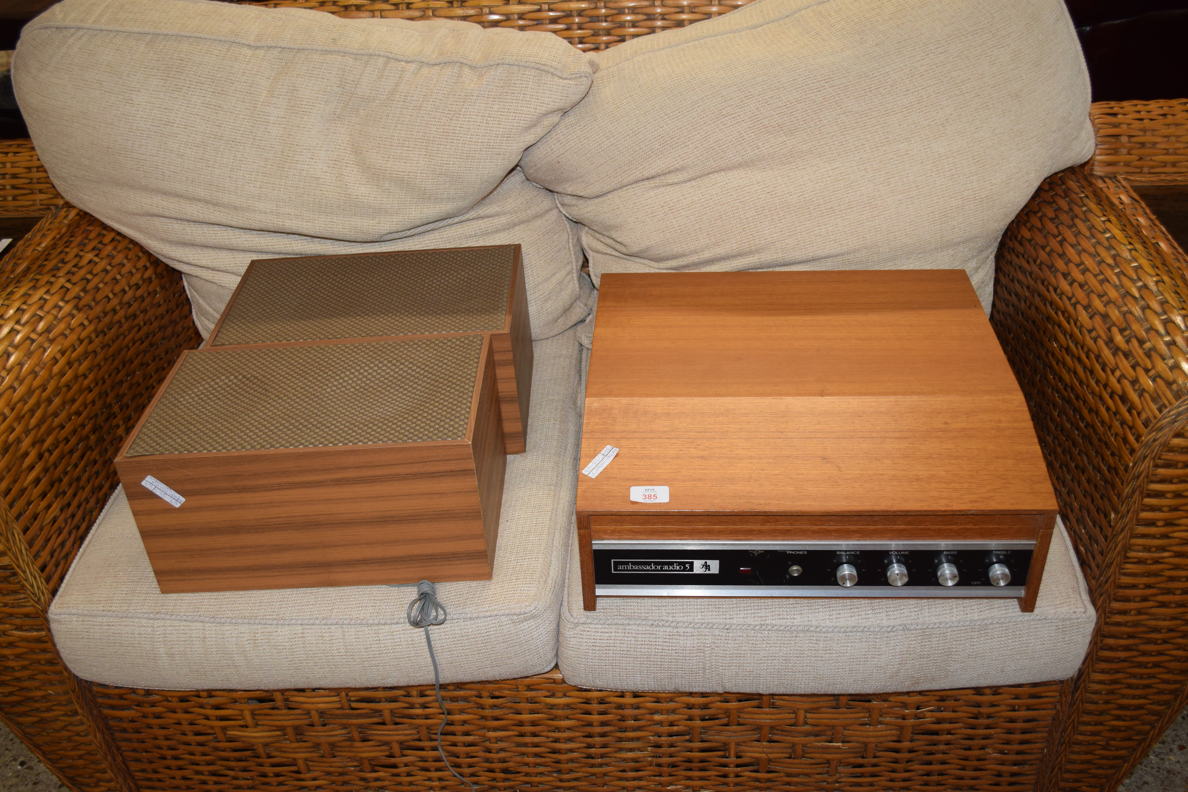 AMBASSADOR AUDIO 5 RECORD PLAYER AND PAIR OF SPEAKERS