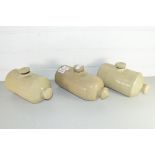 THREE STONEWARE HOT WATER BOTTLES