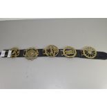 LEATHER STRAP OF HORSE BRASSES