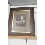 VINTAGE BLACK AND WHITE PHOTOGRAPH OF A YOUNG GIRL, OAK FRAMED AND GLAZED, 59CM HIGH