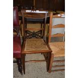 EDWARDIAN MAHOGANY FRAMED SIDE CHAIR WITH CANE SEAT