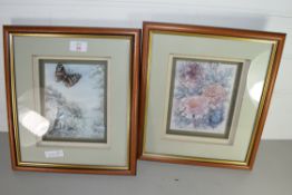 TWO MODERN 3D PICTURES - BUTTERFLY AND FLORAL SUBJECT, FRAMED AND GLAZED