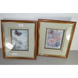 TWO MODERN 3D PICTURES - BUTTERFLY AND FLORAL SUBJECT, FRAMED AND GLAZED