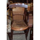 SINGLE VICTORIAN BEECHWOOD FRAMED CANE SEATED BEDROOM CHAIR