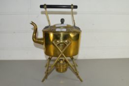 VICTORIAN BRASS SPIRIT KETTLE ON STAND