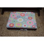 SMALL FLORAL UPHOLSTERED FOOT STOOL, 45CM WIDE