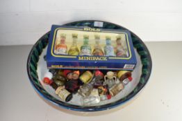 WASHBOWL CONTAINING A COLLECTION OF SPIRIT MINIATURES