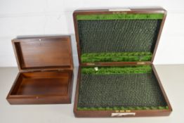 MAHOGANY CUTLERY BOX TOGETHER WITH A FURTHER MAHOGANY BOX (2)