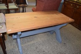 MODERN PINE REFECTORY TABLE WITH PAINTED BASE, 153CM WIDE
