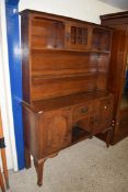 LATE 19TH CENTURY OAK SIDEBOARD WITH ARTS & CRAFTS INFLUENCE STYLE, SHELVED BACK AND BASE WITH TWO