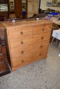 EARLY 20TH CENTURY PINE CHEST OF TWO SHORT OVER THREE LONG DRAWERS, 111CM WIDE