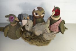 COLLECTION OF MODERN ANIMAL FORMED FABRIC DOORSTOPS TO INCLUDE DORA AND JULES