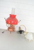 COPPER HANGING OIL LAMP WITH ELECTRICAL CONVERSION