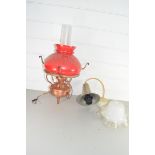 COPPER HANGING OIL LAMP WITH ELECTRICAL CONVERSION