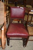 LATE VICTORIAN SIDE CHAIR WITH CARVED DETAIL AND RED UPHOLSTERY