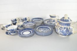 QTY OF CHURCHILL WILLOW PATTERN TEA AND TABLE WARES