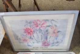 BOX OF MIXED PICTURE FRAMES AND MIRROR AND A FURTHER COLOURED PRINT AFTER JEAN CRANE