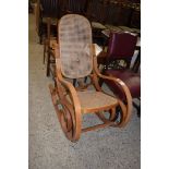 MODERN BENTWOOD CANE SEATED AND BACK ROCKING CHAIR