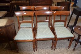 VICTORIAN MAHOGANY BAR BACK DINING CHAIRS WITH UPHOLSTERED SEATS, 89CM HIGH