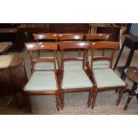 VICTORIAN MAHOGANY BAR BACK DINING CHAIRS WITH UPHOLSTERED SEATS, 89CM HIGH