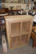 PINE GLAZED SINGLE DOOR CABINET, 112CM HIGH