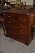 VICTORIAN MAHOGANY CHEST OF TWO SHORT OVER THREE LONG DRAWERS, 113CM WIDE
