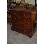 VICTORIAN MAHOGANY CHEST OF TWO SHORT OVER THREE LONG DRAWERS, 113CM WIDE